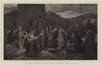 Ein irisches Patern in Balla, County Mayo, die lange Station